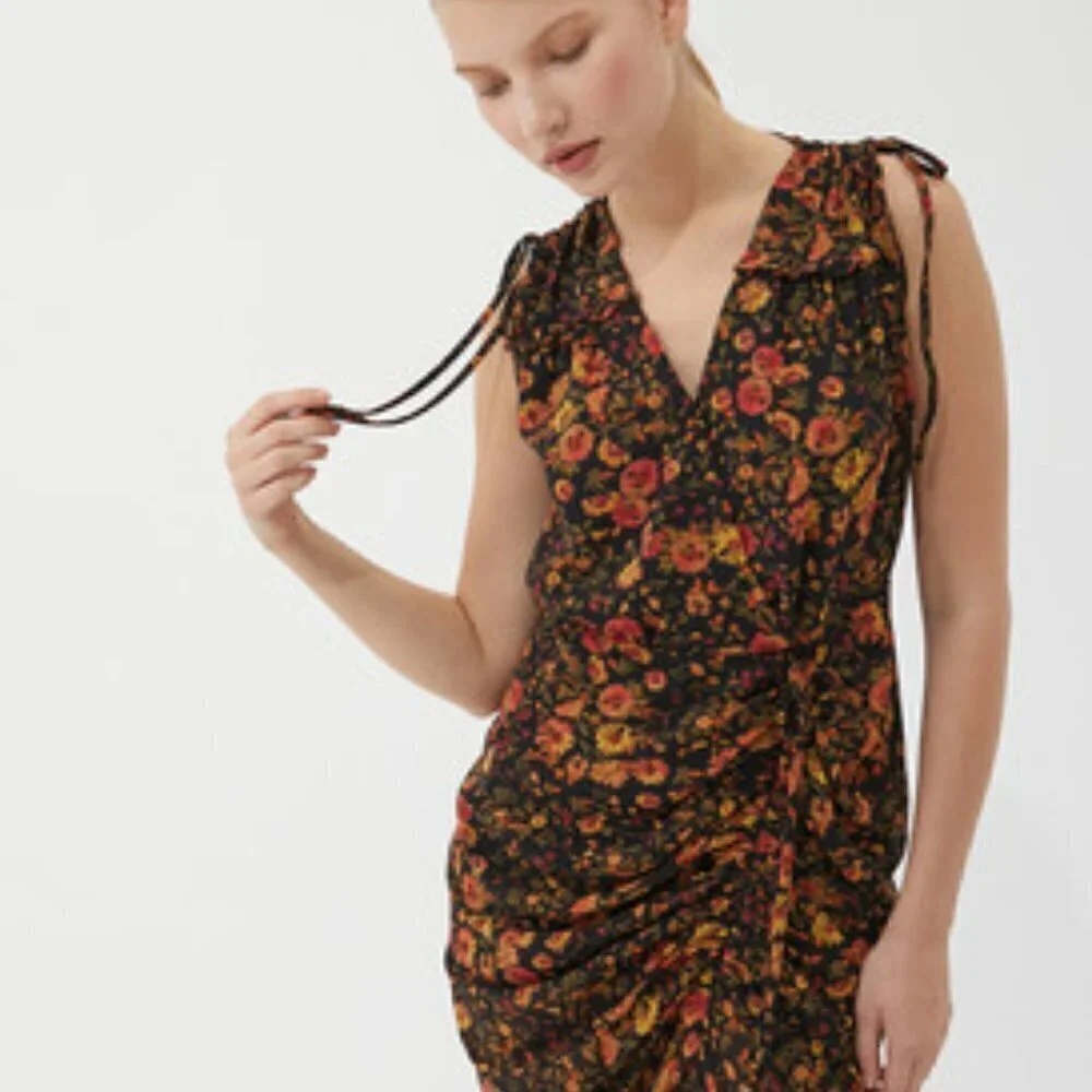 Dress Forum Los Angeles Born to Run Floral Ruched‎ Midi Dress Small NWT - Picture 3 of 9